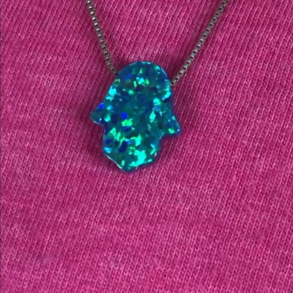 Opal Hamsa Heart